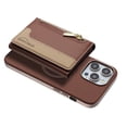 thumbnail image 1 of Allytechgroup 2-in-1 Magnetic Wallet Case for Apple iPhone 15 Pro Max, Detachable Card Holder with Zipper Pocket RFID Blocking Kickstand PU Leather Protective Flip Cover with 6 Slots, Brown, 1 of 6