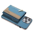 thumbnail image 1 of Allytechgroup 2-in-1 Magnetic Wallet Case for Apple iPhone 15 Pro Max, Detachable Card Holder with Zipper Pocket RFID Blocking Kickstand PU Leather Protective Flip Cover with 6 Slots, Lightblue, 1 of 6