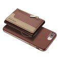 thumbnail image 1 of Allytechgroup 2-in-1 Magnetic Wallet Case for Apple iPhone 8 Plus/7 Plus, Detachable Card Holder with Zipper Pocket RFID Blocking Kickstand PU Leather Protective Flip Cover with 6 Slots, Brown, 1 of 6