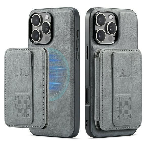 Allytechgroup 2-in-1 Wallet Case for Apple iPhone 13 Pro Max, Detachable Cards Holder Magnetic Back Cover Premium PU Leather Shockproof Phone Case for Women Men, Gray