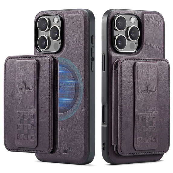 Allytechgroup 2-in-1 Wallet Case for Apple iPhone 14 Pro Max, Detachable Cards Holder Magnetic Back Cover Premium PU Leather Shockproof Phone Case for Women Men, Purple