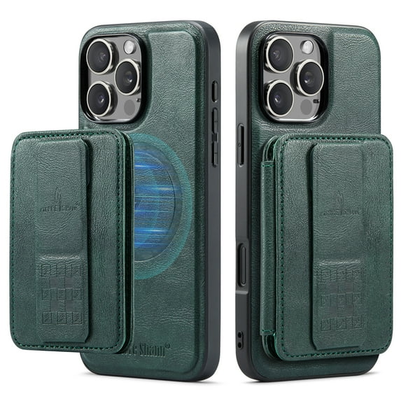Allytechgroup 2-in-1 Wallet Case for Apple iPhone 15 Pro, Detachable Cards Holder Magnetic Back Cover Premium PU Leather Shockproof Phone Case for Women Men, Green