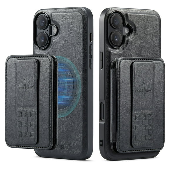 Allytechgroup 2-in-1 Wallet Case for Apple iPhone 16, Detachable Cards Holder Magnetic Back Cover Premium PU Leather Shockproof Phone Case for Women Men, Black