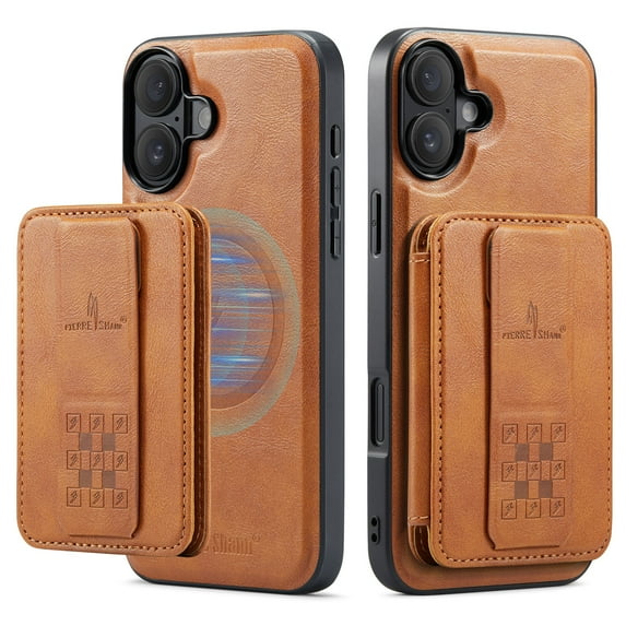 Allytechgroup 2-in-1 Wallet Case for Apple iPhone 16, Detachable Cards Holder Magnetic Back Cover Premium PU Leather Shockproof Phone Case for Women Men, Brown