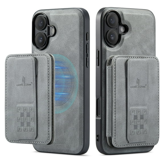 Allytechgroup 2-in-1 Wallet Case for Apple iPhone 16 Plus, Detachable Cards Holder Magnetic Back Cover Premium PU Leather Shockproof Phone Case for Women Men, Gray