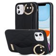 thumbnail image 1 of Allytechgroup 2024 New Trendy Back Case Cover for Apple iPhone 11, Premium PU Leather Luxury Design with Ring Holder Stand Bracket Bumper Shockproof Phone Case for Girls Women, Black, 1 of 8