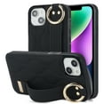 thumbnail image 1 of Allytechgroup 2024 New Trendy Back Case Cover for Apple iPhone 14, Premium PU Leather Luxury Design with Ring Holder Stand Bracket Bumper Shockproof Phone Case for Girls Women, Black, 1 of 8