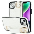 thumbnail image 1 of Allytechgroup 2024 New Trendy Back Case Cover for Apple iPhone 14, Premium PU Leather Luxury Design with Ring Holder Stand Bracket Bumper Shockproof Phone Case for Girls Women, White, 1 of 8