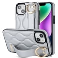 thumbnail image 1 of Allytechgroup 2024 New Trendy Back Case Cover for Apple iPhone 15, Premium PU Leather Luxury Design with Ring Holder Stand Bracket Bumper Shockproof Phone Case for Girls Women, Silver, 1 of 8