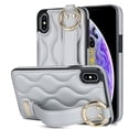 thumbnail image 1 of Allytechgroup 2024 New Trendy Back Case Cover for Apple iPhone XS Max, Premium PU Leather Luxury Design with Ring Holder Stand Bracket Bumper Shockproof Phone Case for Girls Women, Silver, 1 of 8