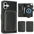 thumbnail image 1 of Allytechgroup 3 In 1 Magnetic iPhone 16 Case with Detachable Wallet & Card Holder, Compatible with Mag-safe PU Leather Folio Cover RFID Protection Phone Case for Apple iPhone 16,Black, 1 of 7