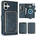 thumbnail image 1 of Allytechgroup 3 In 1 Magnetic iPhone 16 Case with Detachable Wallet & Card Holder, Compatible with Mag-safe PU Leather Folio Cover RFID Protection Phone Case for Apple iPhone 16,Blue, 1 of 7
