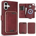 thumbnail image 1 of Allytechgroup 3 In 1 Magnetic iPhone 16e Case with Detachable Wallet & Card Holder, Compatible with Mag-safe PU Leather Folio Cover RFID Protection Phone Case for Apple iPhone 16e,Red, 1 of 7