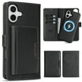 thumbnail image 1 of Allytechgroup 3 in 1 Wallet Case for Apple iPhone 16, Detachable Back Cover & Cards Holder Compatible with Mag-safe Shockproof RFID Blocking Stand Phone Case for iPhone 16, Black, 1 of 8