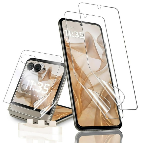 Allytechgroup 4 Pcs Design For Motorola Razr 2024 Screen Protector, 2 Pack Soft TPU Screen Protector + 2 Pack Lens Protector, Easy Installation, Anti-scratch, Case Friendly