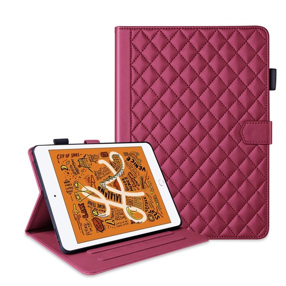 Allytechgroup for 7.9 inch Apple iPad Mini 5th/4th/3rd/2nd/1st Gen Case with Pencil Holder, Multi-Angle Viewing Stand, Elegant PU Leather Card Pockets Kickstand Cover, Auto Sleep/Wake Case, Red