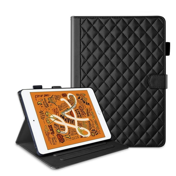 Allytechgroup for 7.9 inch Apple iPad Mini 5th/4th/3rd/2nd/1st Gen Case with Pencil Holder, Multi-Angle Viewing Stand, Elegant PU Leather Card Pockets Kickstand Cover, Auto Sleep/Wake Case, Black