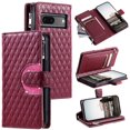 thumbnail image 1 of Allytechgroup 9 Cards Slots Wallet Case for Google Pixel 6A, Zipper Pocket Hand Wrist Stand Kickstand Shockproof Bumper Phone Case Cover for Google Pixel 6A for Girls Women, Winered, 1 of 14