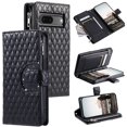 thumbnail image 1 of Allytechgroup 9 Cards Slots Wallet Case for Google Pixel 6A, Zipper Pocket Hand Wrist Stand Kickstand Shockproof Bumper Phone Case Cover for Google Pixel 6A for Girls Women, Black, 1 of 15