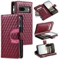 thumbnail image 1 of Allytechgroup 9 Cards Slots Wallet Case for Google Pixel 7, Zipper Pocket Hand Wrist Stand Kickstand Shockproof Bumper Phone Case Cover for Google Pixel 7 for Girls Women, Winered, 1 of 14