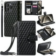 thumbnail image 1 of Allytechgroup 9 Cards Slots Wallet Case for iPhone 16 Pro Max, Zipper Pocket Hand Wrist Stand Kickstand Shockproof Bumper Phone Case Cover for iPhone 16 Pro Max for Girls Women, Black, 1 of 9