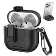 thumbnail image 1 of Allytechgroup AirPods 1 2 Case, Stand for Cell Phone PU Leather Lock Button Cover with Keychain Anti-Scratch Dustproof Wireless Charging Case for Apple Airpods 2nd Gen / 1st Generation, Black, 1 of 6