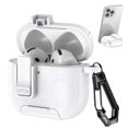 thumbnail image 1 of Allytechgroup AirPods 1 2 Case, Stand for Cell Phone PU Leather Lock Button Cover with Keychain Anti-Scratch Dustproof Wireless Charging Case for Apple Airpods 2nd Gen / 1st Generation, White, 1 of 6