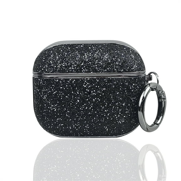 Allytechgroup for AirPods 3rd Gen (2021) Case with Keychain, Slim Shockproof Bling Glitter Cover for Women Girls Anti-Scratch PC TPU Protective Case with Precise Cutouts & Comfortable Grip, Black