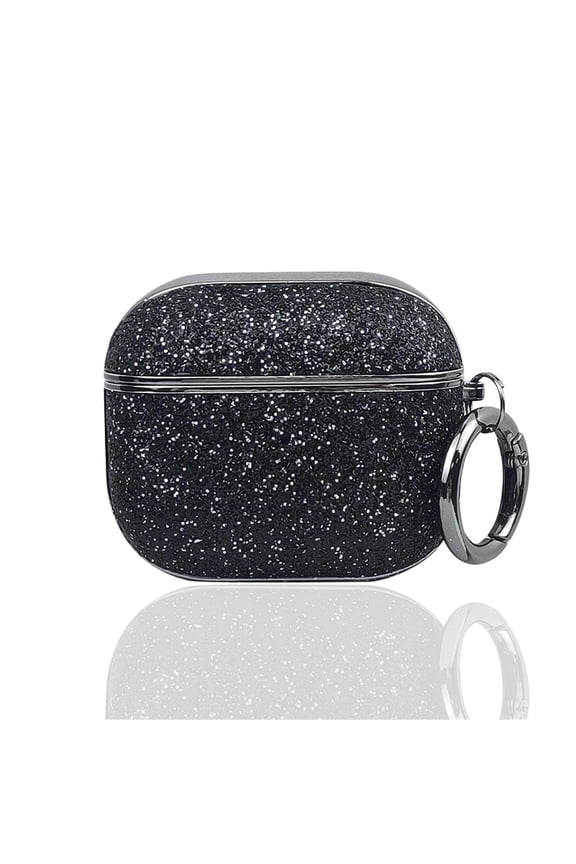 for AirPods 3rd Gen (2021) Case with Keychain, Slim Shockproof Bling Glitter Cover for Women Girls Anti-Scratch PC+TPU Protective Case with Precise Cutouts & Comfortable Grip, Black
