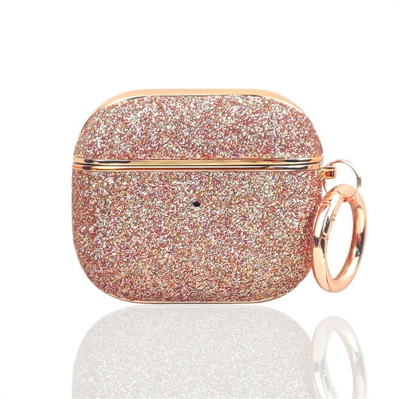 Allytechgroup for AirPods 3rd Gen (2021) Case with Keychain, Slim Shockproof Bling Glitter Cover for Women Girls Anti-Scratch PC TPU Protective Case with Precise Cutouts & Comfortable Grip, Rosegold