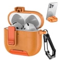 thumbnail image 1 of Allytechgroup AirPods 4 Case 2024, Stand for Cell Phone Premium PU Leather Lock Button Cover with Keychain Anti-Scratch Dustproof Wireless Charging Case for Apple AirPods 4th Generation, Orange, 1 of 6