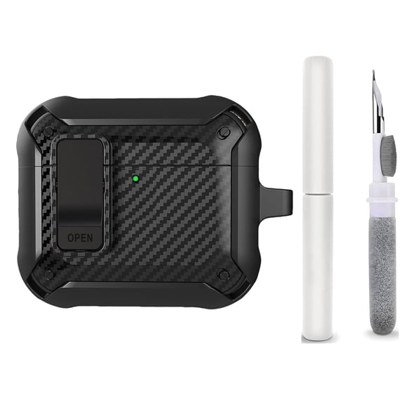 Allytechgroup for AirPods 4 Case with Cleaning Kit, [Compatible with Magsafe] Drop Protection Shockproof Protective Full Body Cover with Keychain for AAirPods 4th Generation Case (2024), Black