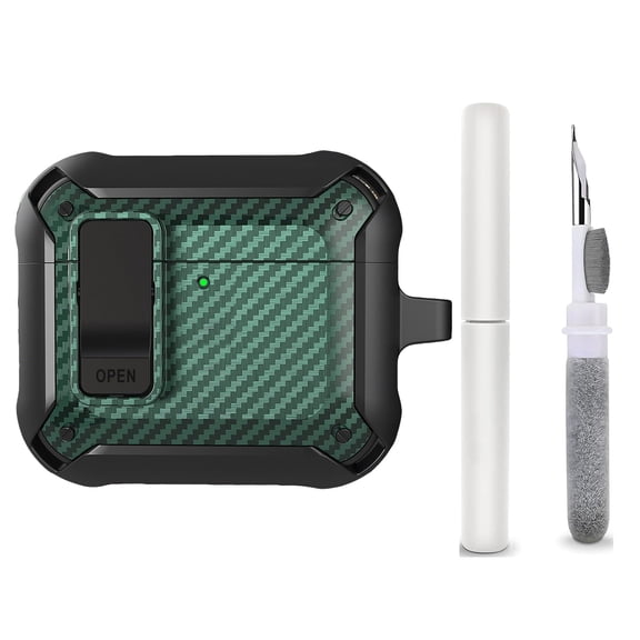 Allytechgroup for AirPods 4 Case with Cleaning Kit, [Compatible with Magsafe] Drop Protection Shockproof Protective Full Body Cover with Keychain for AAirPods 4th Generation Case (2024), Green