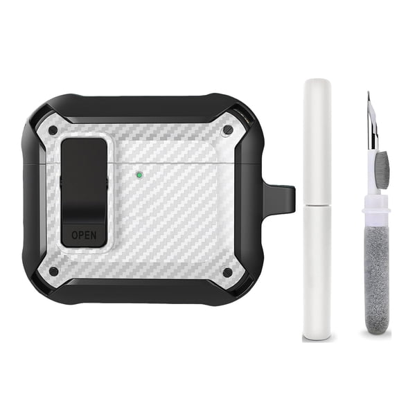 Allytechgroup for AirPods 4 Case with Cleaning Kit, [Compatible with Magsafe] Drop Protection Shockproof Protective Full Body Cover with Keychain for AAirPods 4th Generation Case (2024), White