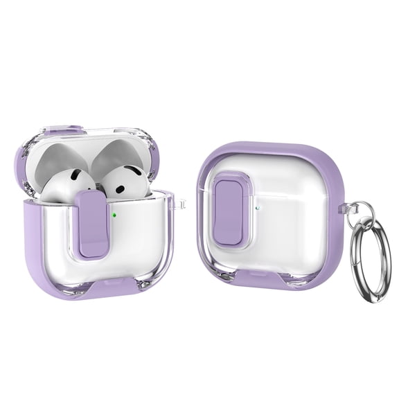 Allytechgroup for AirPods 4 Case with Keychain, Compatible with AirPods 4th Generation Case (2024) with Phone Stand, Compatible with Mag-safe Powerful Drop Protection Magnetic Lid, Purple