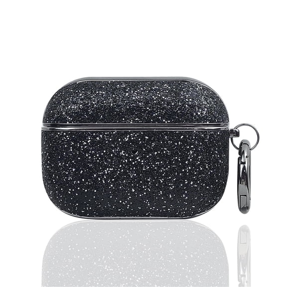 Allytechgroup for Airpods Pro (2019) Case with Keychain, Slim Shockproof Bling Glitter Cover for Women Girls Anti-Scratch PC TPU Protective Case with Precise Cutouts & Comfortable Grip, Black