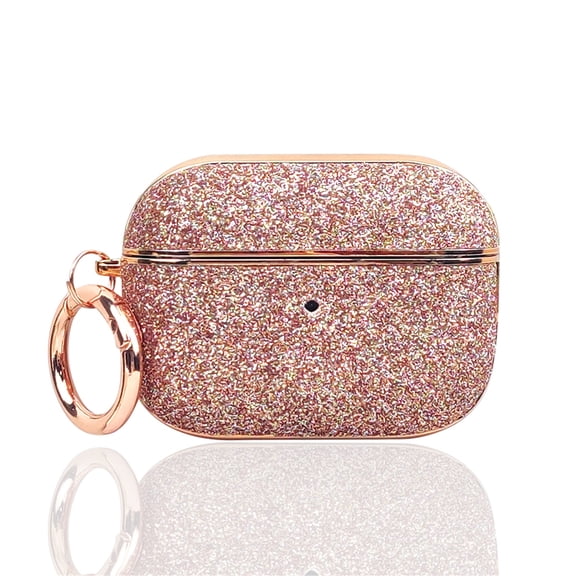 Allytechgroup for Airpods Pro 2nd Gen (2022) Case with Keychain, Shockproof Bling Glitter Cover for Women Girls Anti-Scratch PC TPU Protective Case with Precise Cutouts & Comfortable Grip, Rosegold