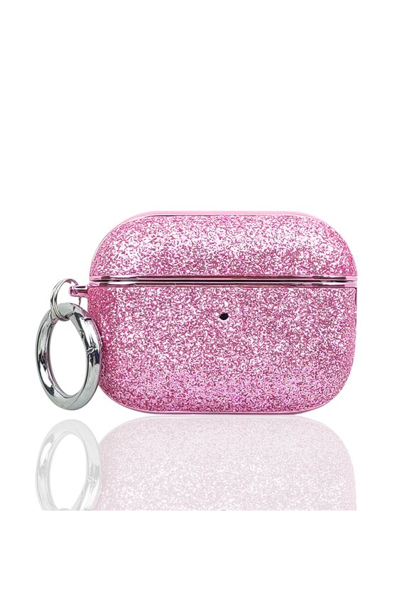 for Airpods Pro 2nd Gen (2022) Case with Keychain, Shockproof Bling Glitter Cover for Women Girls Anti-Scratch PC+TPU Protective Case with Precise Cutouts & Comfortable Grip, Pink