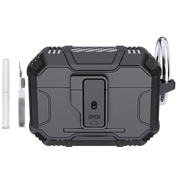 Allytechgroup for Airpods Pro 3 Case with Keychain & Cleaning Kit, Lightweight Hard PC Rugged Support Wireless Charging Shockproof Protective Bumper for Airpods Pro 3rd Gen (2025), Black