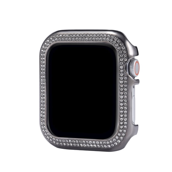 Allytechgroup Apple Watch 4 5 6 SE 40mm Case, Glitter Bling Dual-Row Rhinestone Hard Shell Cover Girly Stylish Luxury Watch Case Cover for Apple Watch Series 4 5 6 SE 40mm, Black
