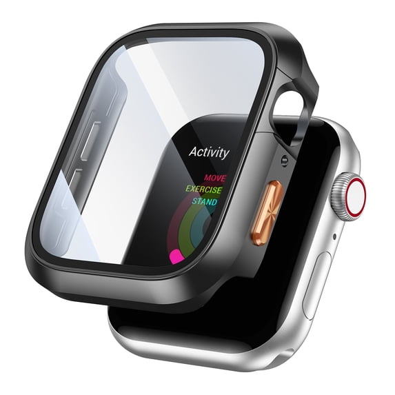Allytechgroup Case Compatible for Apple Watch Series 9/8/7 41mm Screen Protector, Full Hard PC Scratch Resistant Bumper Protective Cover for iWatch Series 9/8/7 41mm, Gun