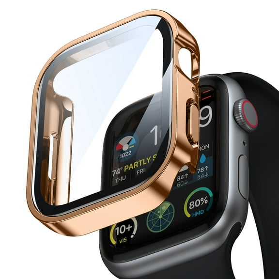 Allytechgroup for Apple Watch Screen Protector Case Ultra 2/1 49mm, Tempered Glass Film Hard PC Bumper for Women Men Protective Face Cover for iWatch Ultra 2/1 49mm, Rosegold