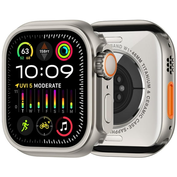 Allytechgroup for Apple Watch Series 10 11 46mm Metal Case Men, Rugged Protective Bumper [Turn iWatch into Ultra 3/2/1 Look] with Back Cover, Upgrade Stylish Protector Cover 46 mm,Titanium