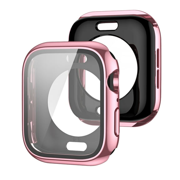 Allytechgroup for Apple Watch Series 11/10 46mm Screen Protector Case, All-Around Tempered Glass Screen Protector Case Ultra-Thin for iWatch Series 11/10 46mm Protection Cover Case, Pink