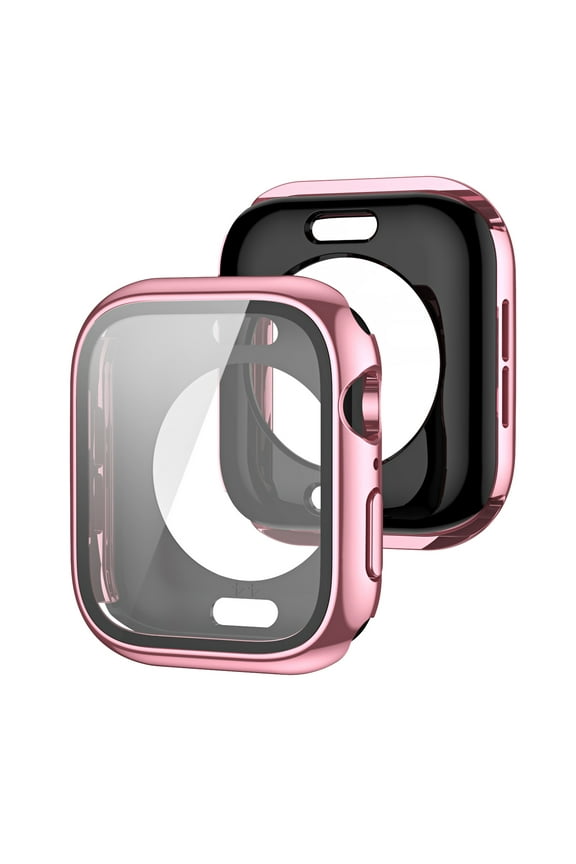 for Apple Watch Series 11/10 46mm Screen Protector Case, All-Around Tempered Glass Screen Protector Case Ultra-Thin for iWatch Series 11/10 46mm Protection Cover Case, Pink