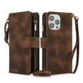 thumbnail image 1 of Allytechgroup for Apple iPhone 11 Pro Max Wallet Case with Cards Holder/ Zipper Pocket/ Crossbody Shoulder Strap/ Hand Wrist, RFID Blocking PU Leather Protective Drop Proof Case for Women Men,Brown, 1 of 9
