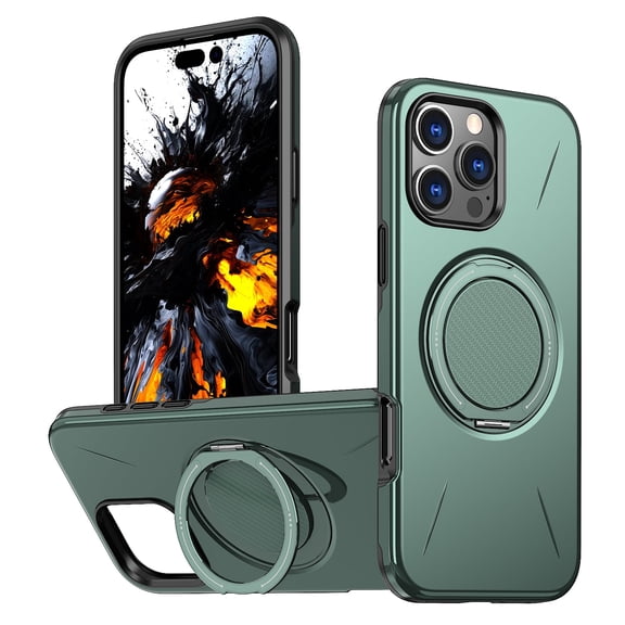 Allytechgroup For Apple iPhone 12 Pro / 12 6.1" Case Cover with Kickstand, [Compatible with Magsafe] Anti-Scratch Ring Holder Bumper Drop Protection Phone Case for iPhone 12 Pro / 12, Green