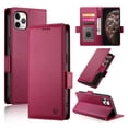 thumbnail image 1 of Allytechgroup for Apple iPhone 12 Pro Max Case Wallet, Retro PU Leather Slim Fit Business Style Magnetic Closure Cards Slots RFID Blocking Phone Case for Women Men, Winered, 1 of 6