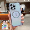 thumbnail image 1 of Allytechgroup for Apple iPhone 12 Pro Max Cover  [Compatible with Magsafe] Magnetic Electroplated Shiny Luxury Plating Gold Bumper Soft TPU Back Protective Cover Slim Lightweight Phone Shell, Blue, 1 of 18