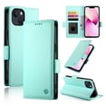 thumbnail image 1 of Allytechgroup for Apple iPhone 13 Case Wallet, Retro PU Leather Slim Fit Business Style Magnetic Closure Cards Slots RFID Blocking Phone Case for Women Men, Mint, 1 of 6